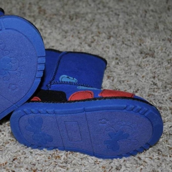 Toddler Winter Boots 7 Dinosaur Blue Fur Lined Pull On Side Zip Jumping Beans - Picture 4 of 4